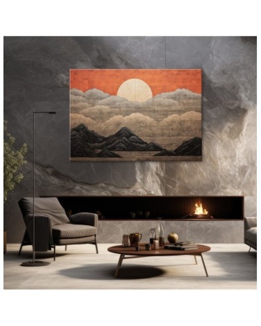 Leinwandbild - Boho - Sonne Wolken Berge | Feeby