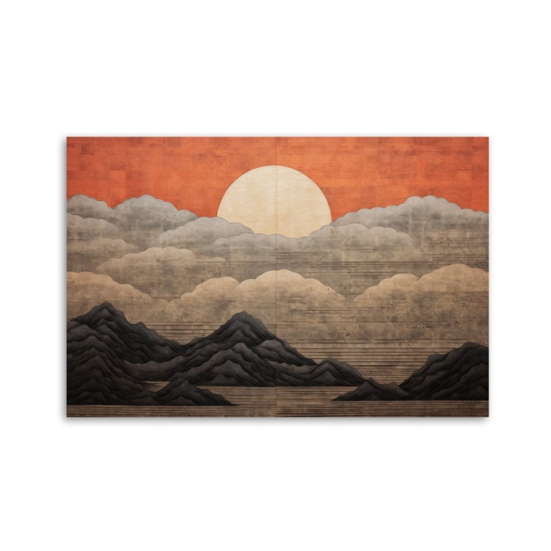 Leinwandbild - Boho - Sonne Wolken Berge | Feeby
