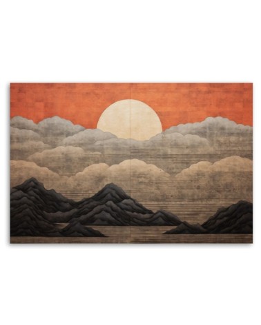 Leinwandbild - Boho - Sonne Wolken Berge | Feeby