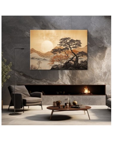 Leinwandbild - Goldene Berglandschaft | Feeby