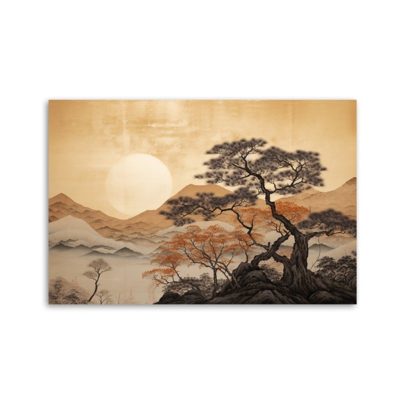 Leinwandbild - Goldene Berglandschaft | Feeby