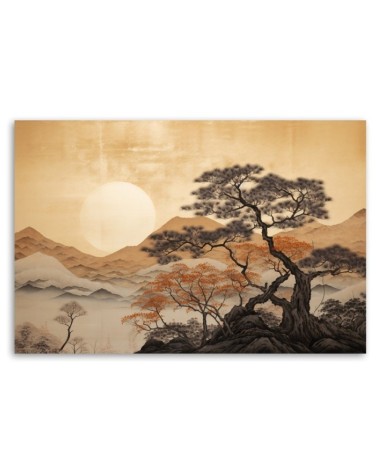 Leinwandbild - Goldene Berglandschaft | Feeby