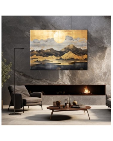 Bild auf Leinwand - Schlafzimmer - Goldene Berglandschaft | Feeby