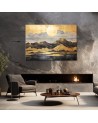 Canvas print for bedroom - Golden mountainscape | FEEBY