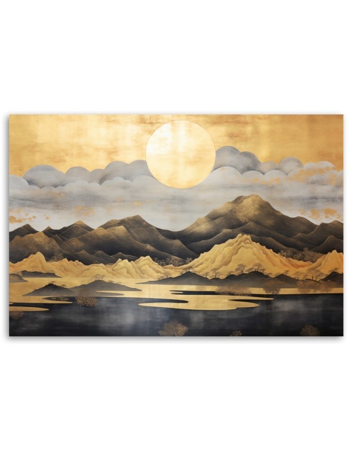 Canvas print for bedroom - Golden mountainscape | FEEBY