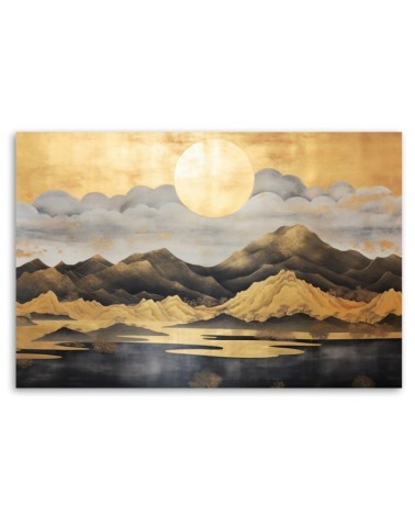 Bild auf Leinwand - Schlafzimmer - Goldene Berglandschaft | Feeby