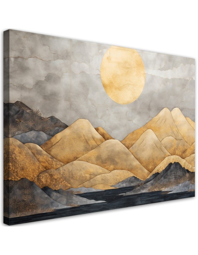 Leinwandbild - Goldene Berge Landschaft abstrakt | Feeby
