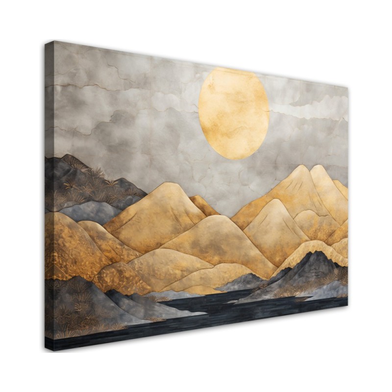 Leinwandbild - Goldene Berge Landschaft abstrakt | Feeby
