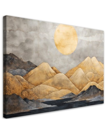 Leinwandbild - Goldene Berge Landschaft abstrakt | Feeby