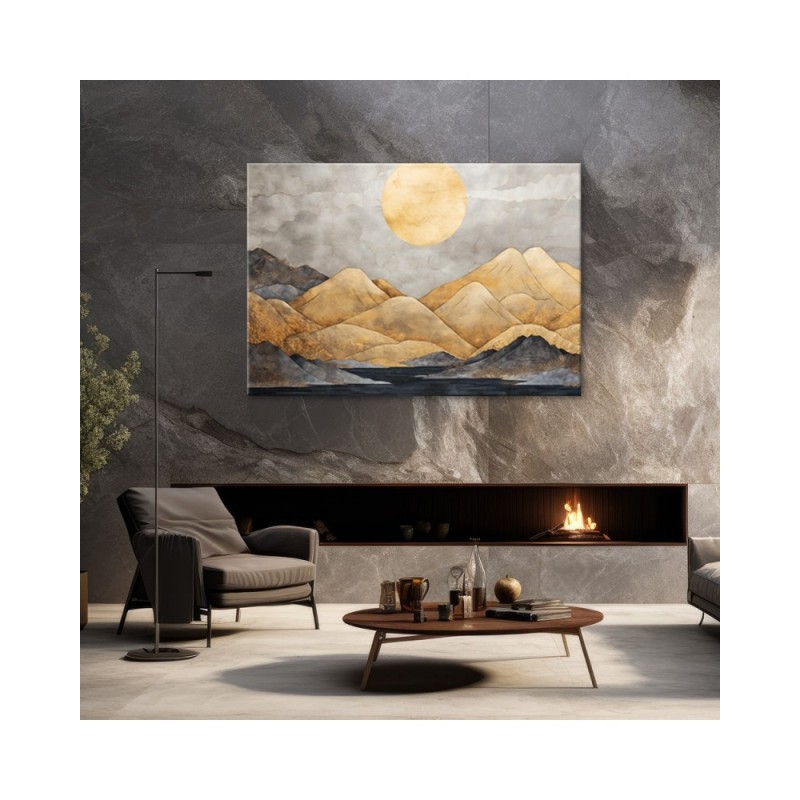 Leinwandbild - Goldene Berge Landschaft abstrakt | Feeby