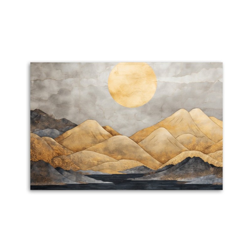 Leinwandbild - Goldene Berge Landschaft abstrakt | Feeby