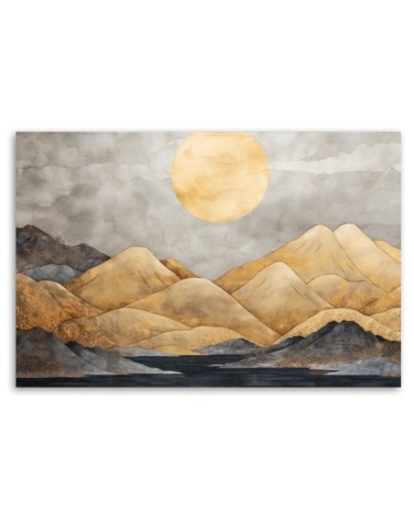 Leinwandbild - Goldene Berge Landschaft abstrakt | Feeby