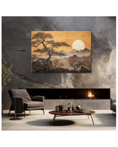 Dekoratives Leinwandbild - Bäume Berglandschaft | Feeby