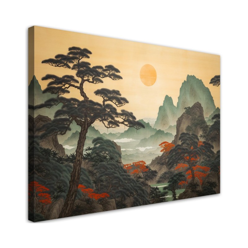 Leinwandbild - Wohnzimmerbild - Japanische Landschaft | Feeby