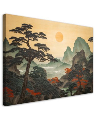 Leinwandbild - Wohnzimmerbild - Japanische Landschaft | Feeby