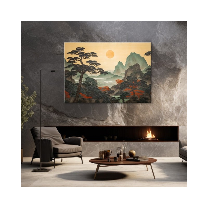 Leinwandbild - Wohnzimmerbild - Japanische Landschaft | Feeby