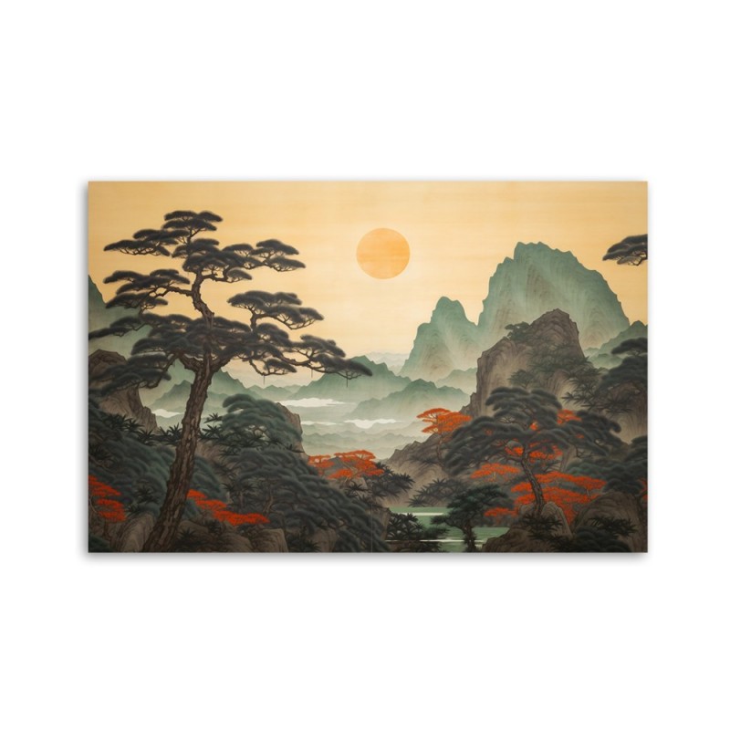 Leinwandbild - Wohnzimmerbild - Japanische Landschaft | Feeby