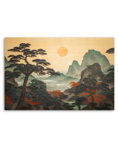 Leinwandbild - Wohnzimmerbild - Japanische Landschaft | Feeby