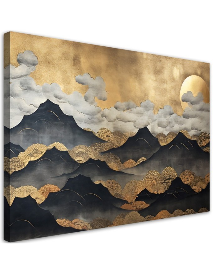 Bild auf Leinwand - Goldene Berglandschaft | Feeby