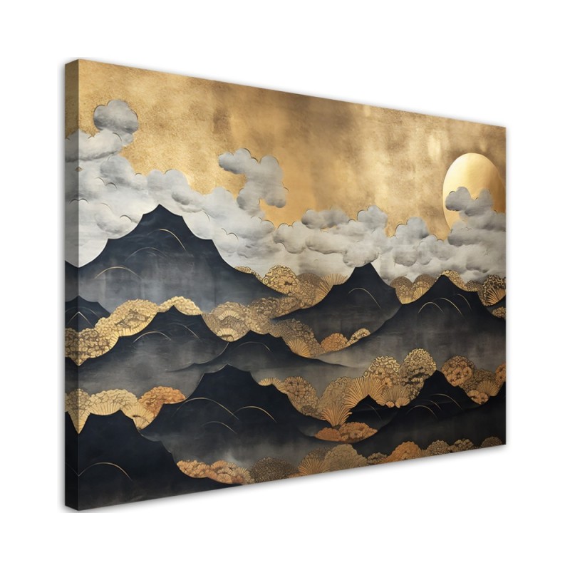 Bild auf Leinwand - Goldene Berglandschaft | Feeby