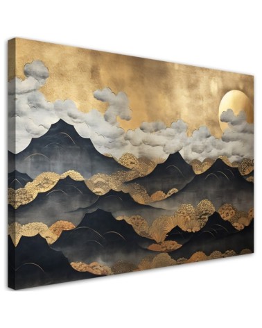 Bild auf Leinwand - Goldene Berglandschaft | Feeby