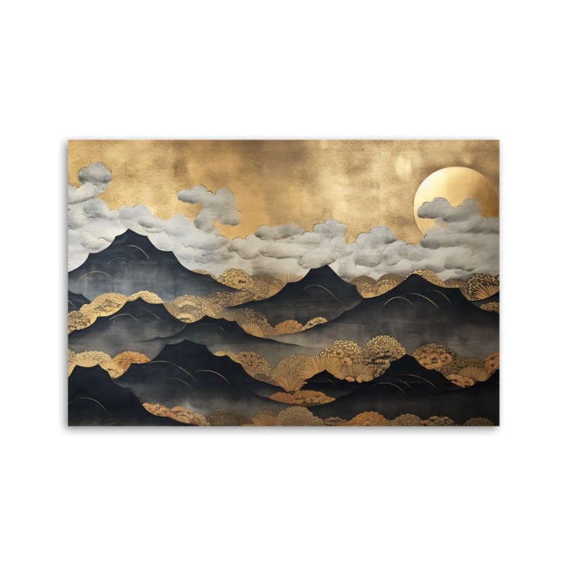 Bild auf Leinwand - Goldene Berglandschaft | Feeby