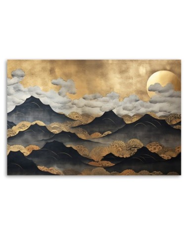 Bild auf Leinwand - Goldene Berglandschaft | Feeby