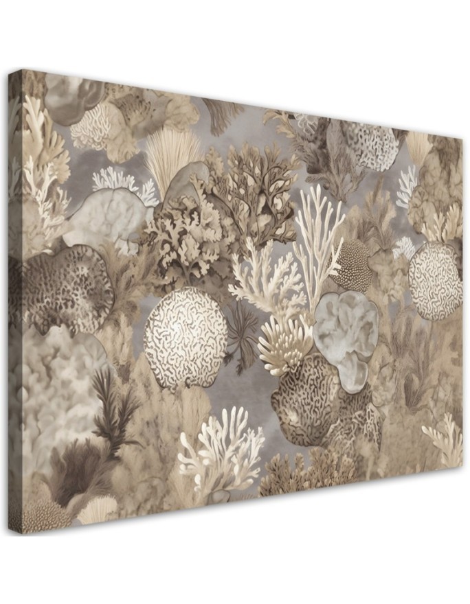 Leinwandbild modern - boho AI - Meerestiere und Pflanzen | Feeby