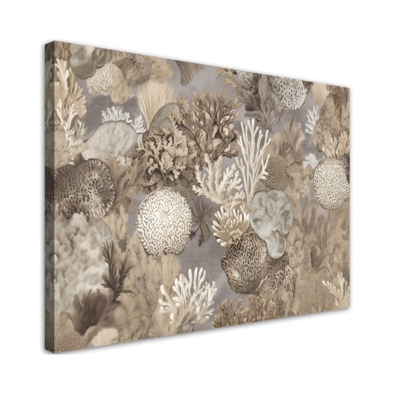 Leinwandbild modern - boho AI - Meerestiere und Pflanzen | Feeby