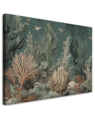 Canvas print for bathroom - Corals and fish | FEEBY