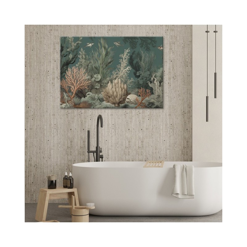 Leinwandbild - für das Badezimmer - Korallen und Fische | Feeby