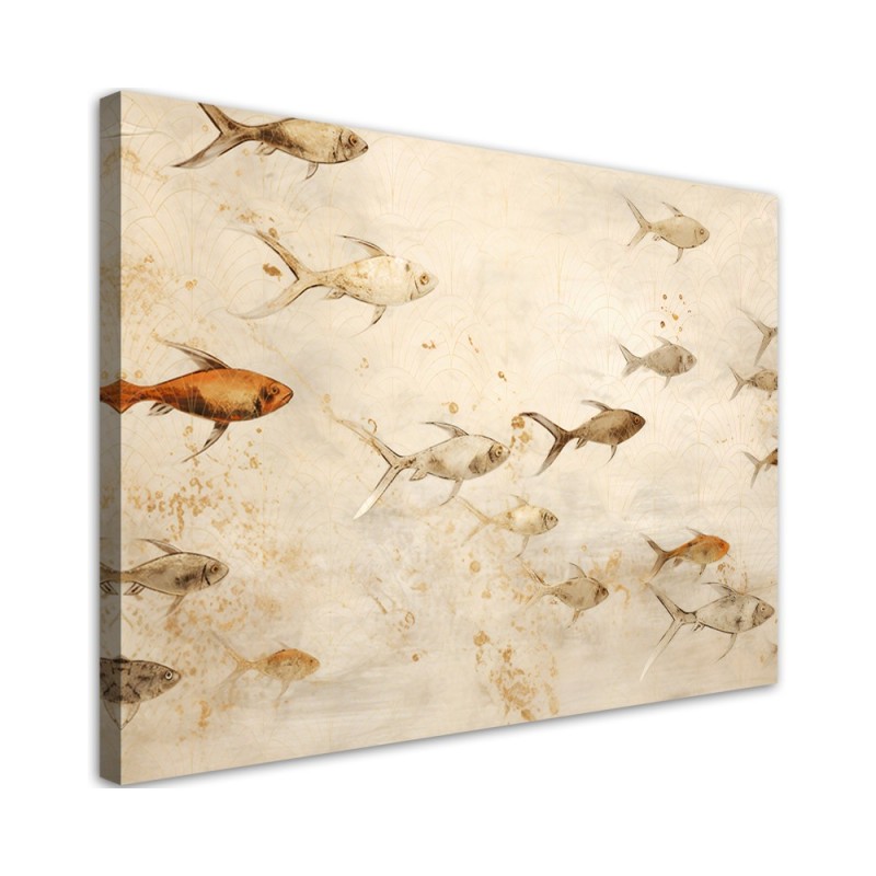 Bild - boho für Wellness-Bad - Fische auf beigem Hintergrund | Feeby