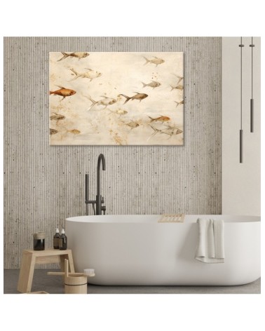 Bild - boho für Wellness-Bad - Fische auf beigem Hintergrund | Feeby