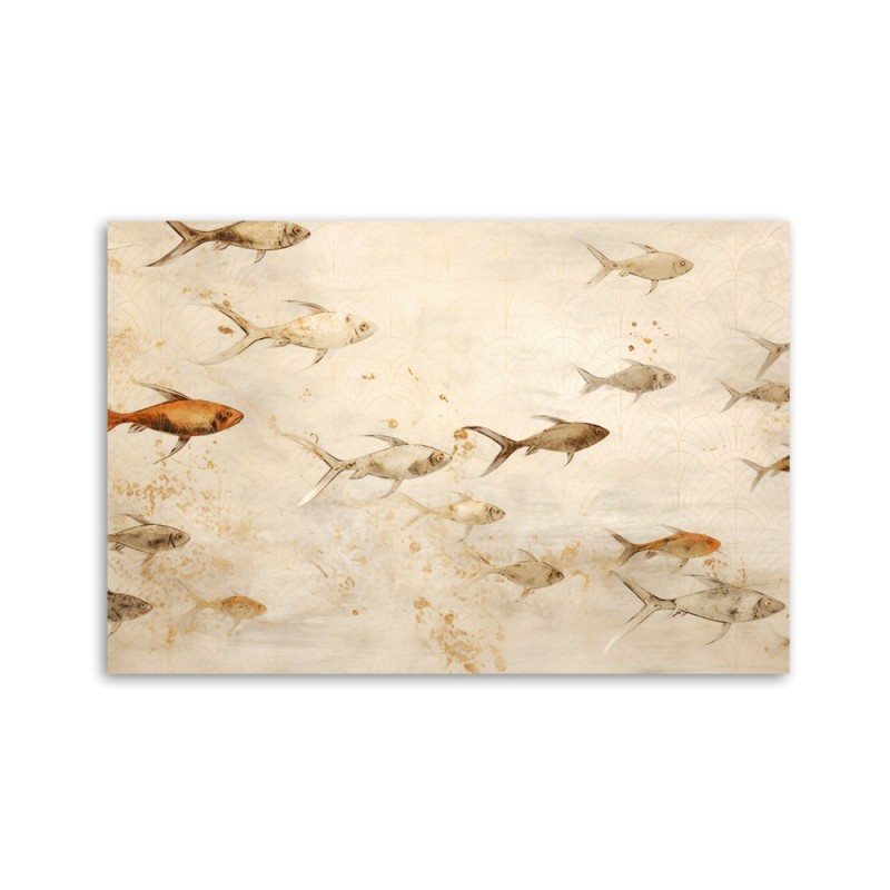 Bild - boho für Wellness-Bad - Fische auf beigem Hintergrund | Feeby