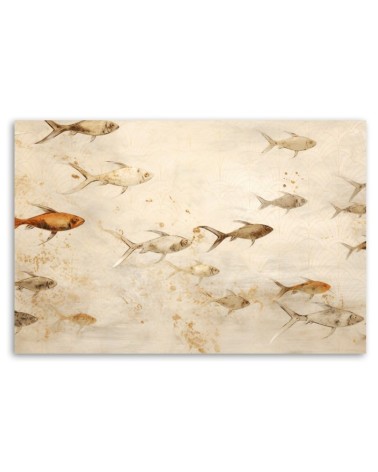 Bild - boho für Wellness-Bad - Fische auf beigem Hintergrund | Feeby