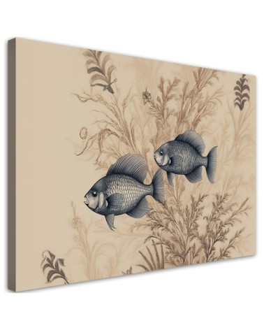 Canvas print for living room - Fish on a beige background | FEEBY