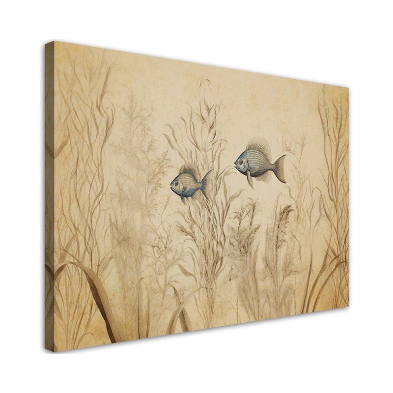 Leinwandbild - Fische im Boho-Stil beige | Feeby