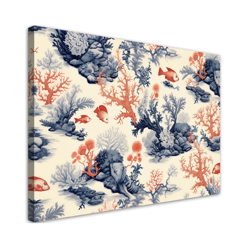Leinwandbild modern - AI Korallen und Fische | Feeby