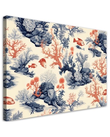 Leinwandbild modern - AI Korallen und Fische | Feeby