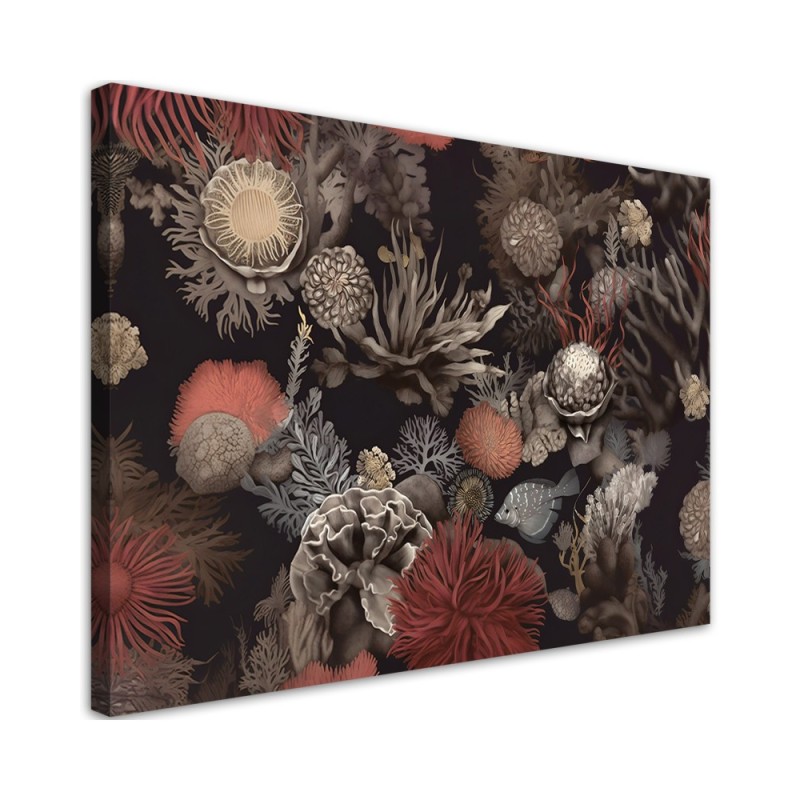 Leinwandbild - Wohnzimmer Wanddruck - Korallenpflanzen AI | Feeby