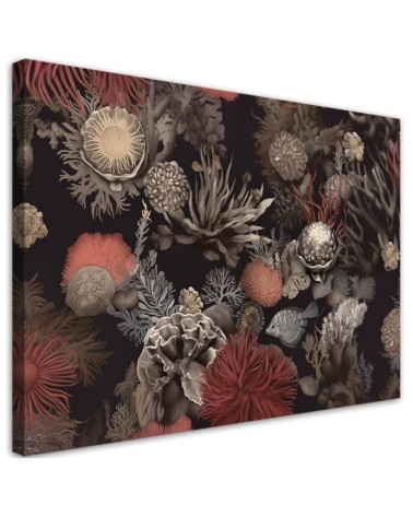 Leinwandbild - Wohnzimmer Wanddruck - Korallenpflanzen AI | Feeby