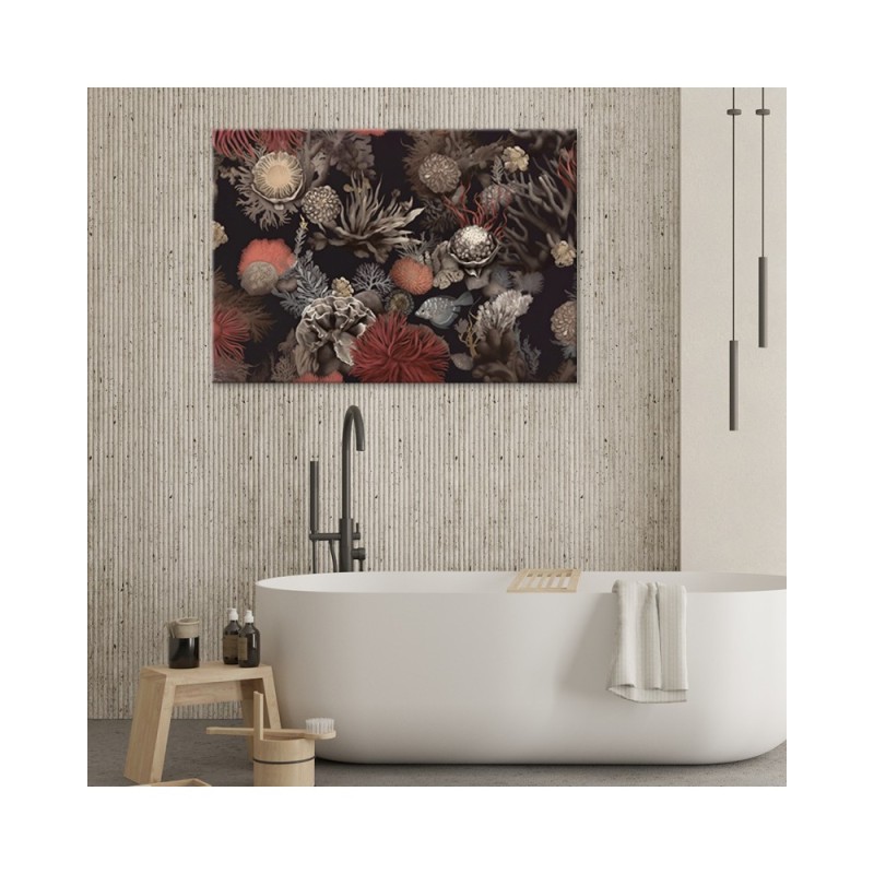 Leinwandbild - Wohnzimmer Wanddruck - Korallenpflanzen AI | Feeby