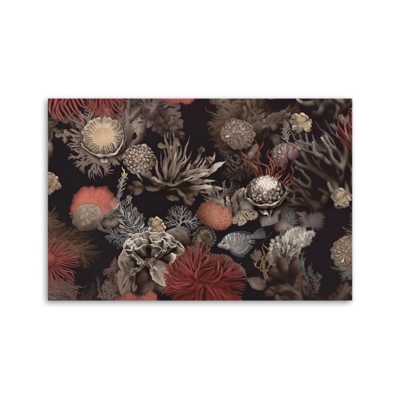Leinwandbild - Wohnzimmer Wanddruck - Korallenpflanzen AI | Feeby