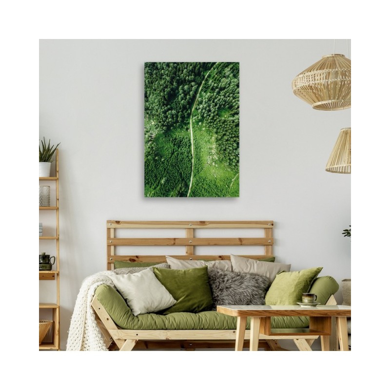 Leinwandbild - Weg durch grünen Wald | Feeby