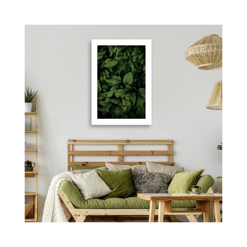 Modernes Wandbild - Dunkelgrüne Blätter | Feeby