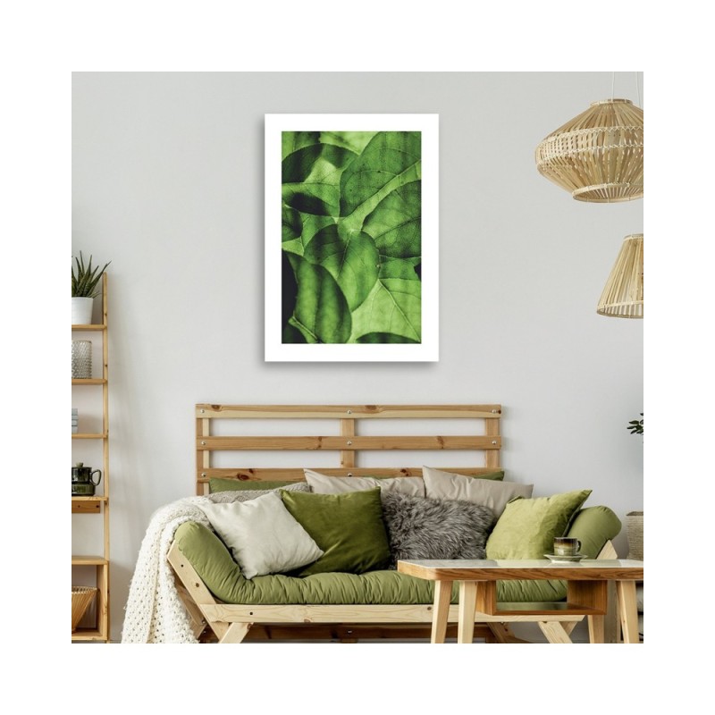 Leinwandbild - Grüne Blätter im Makromaßstab | Feeby