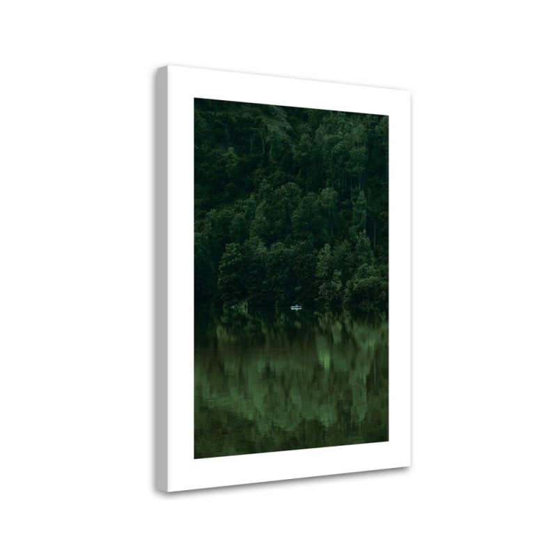 Bild auf Leinwand - Grüner Wald am See | Feeby