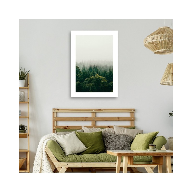 Bild auf Leinwand - Grüner Wald im Nebel | Feeby