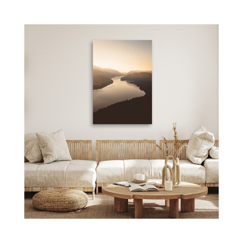 Bild auf Leinwand - Sonnenuntergang über dem Fluss | Feeby