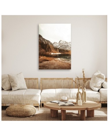 Leinwandbild - Verschneite Berge am See | Feeby